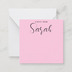 Personalized Name Girly Calligraphy Pink Note Card
