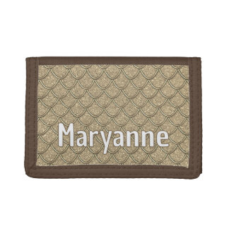 Personalized Name Glitter Mermaid Pattern Tri-fold Wallet