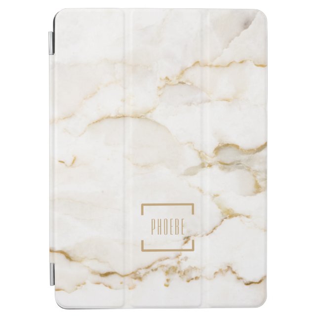 Personalized Name Gold Effect Marble iPad Air Cover (Front)