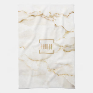 Personalized Name Gold Effect Marble Name Kitchen Towel