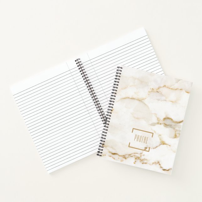 Personalized Name Gold Effect Marble Notebook (Inside)