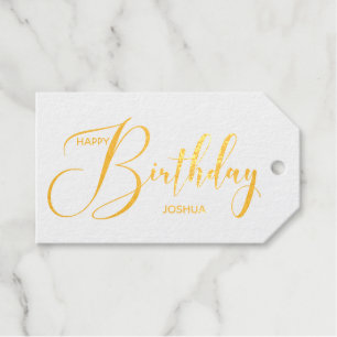Personalized Name Gold Foil Happy Birthday Gift Tags