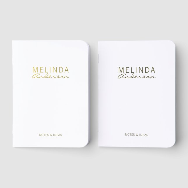 Personalized Name Gold Foil Pocket Notebook Set (Front)