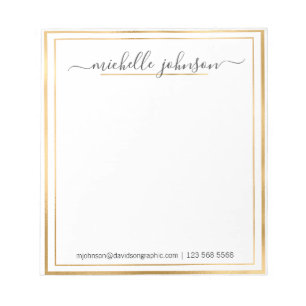 Personalized Name Gold   From The Desk Of  Notepad