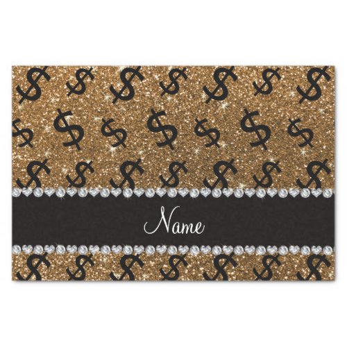 Personalized name gold glitter dollar signs tissue paper
