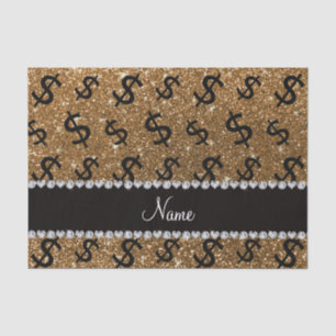 Personalized name gold glitter dollar signs tissue paper