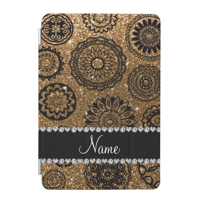 Personalized name gold glitter mandalas iPad mini cover (Front)