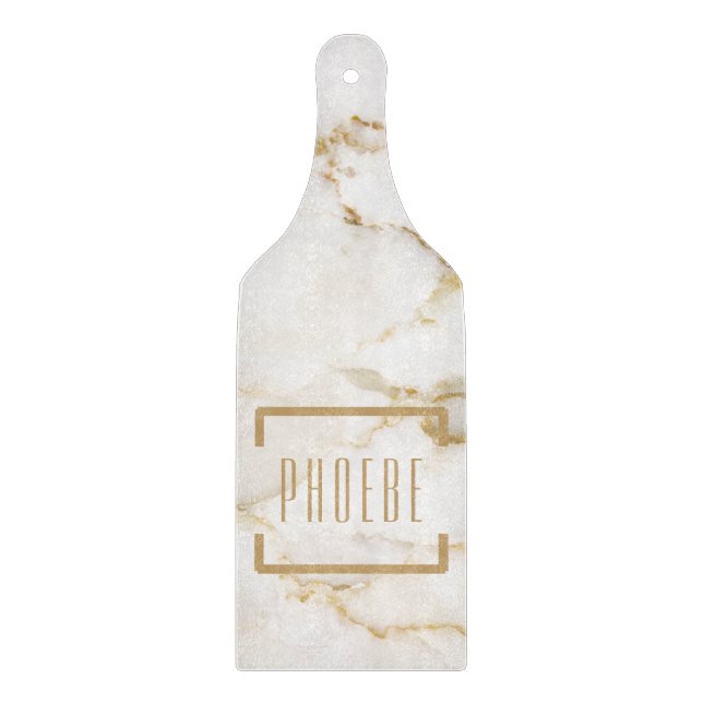 Personalized Name Gold Marble Pattern Mom Birthday Cutting Board (Front)