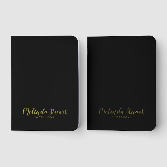 Personalized Name Gold Pocket Notebook Set (Front)