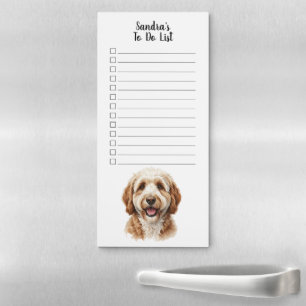 Personalized Name Goldendoodle Watercolor List Magnetic Notepad
