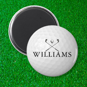 Personalized Name Golf Ball And Clubs  Magnet