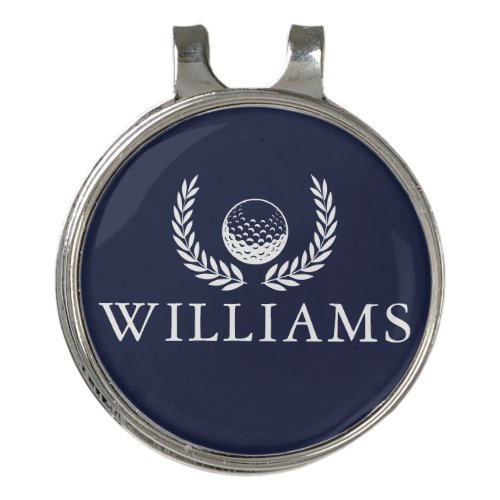  Personalized Name Golf Ball And Wreath Navy Blue Golf Hat Clip