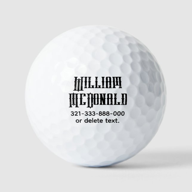 Personalized Name Golf Ball Template DISTRESSED 12 (Front)