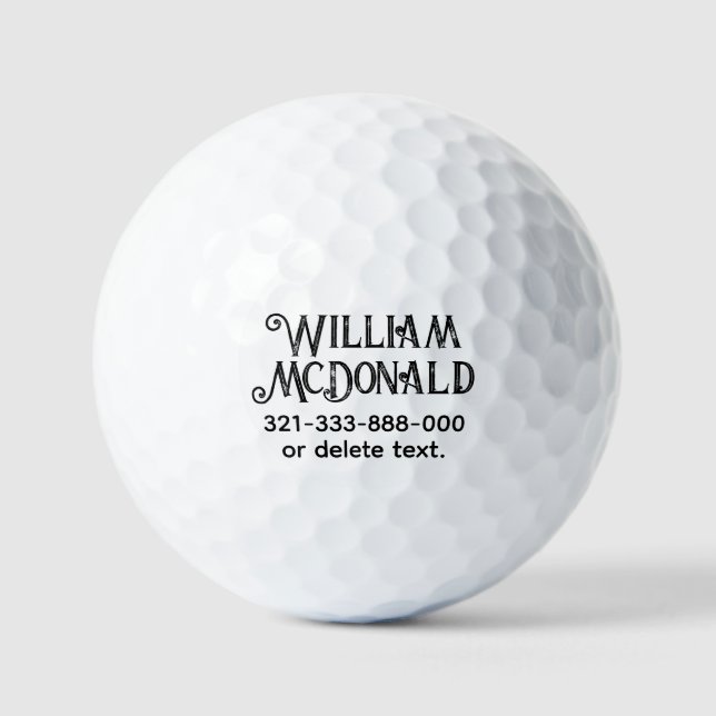Personalized Name Golf Ball Template DISTRESSED 19 (Front)