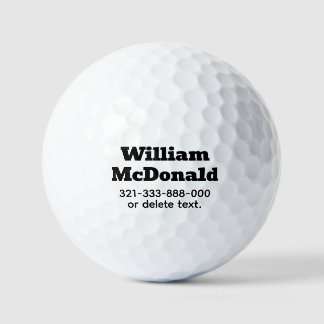Personalized Name Golf Balls Template  BOLD Font 1 (Front)