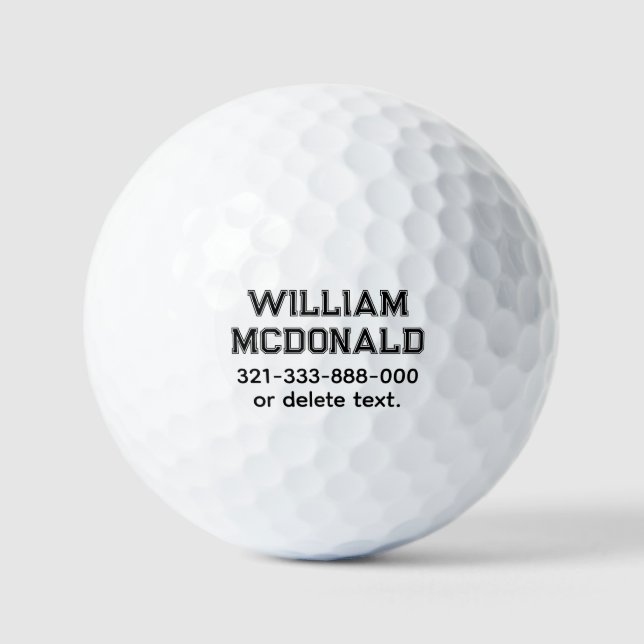Personalized Name Golf Balls Template COLLEGE 3 (Front)
