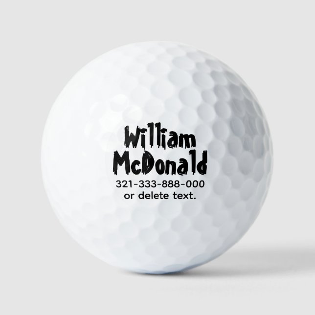 Personalized Name Golf Balls Template FUN RETRO 37 (Front)