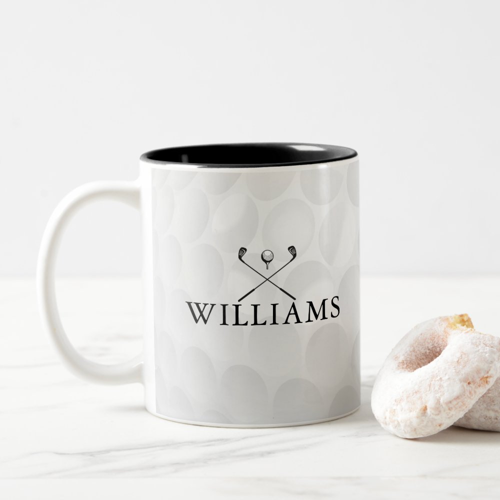 Disover Personalized Name Golf Clubs And Ball Two-Tone Coffee Mug