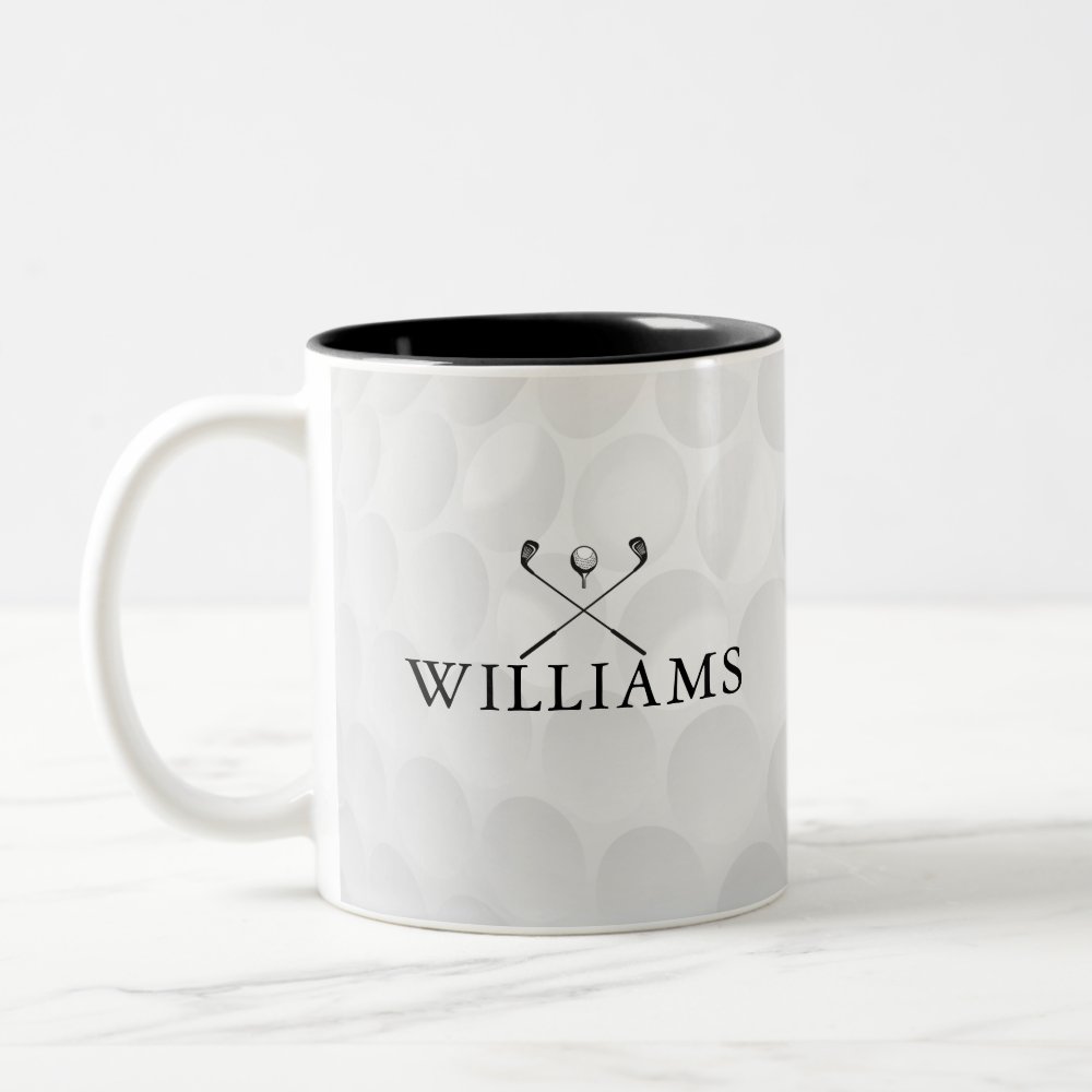 Disover Personalized Name Golf Clubs And Ball Two-Tone Coffee Mug