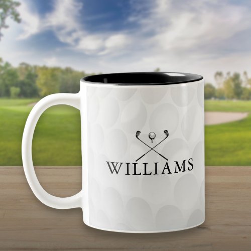 Personalized Name Golf Clubs And Ball Two_Tone Coffee Mug