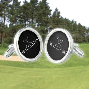 Personalized Name Golf Clubs Black And White Cufflinks