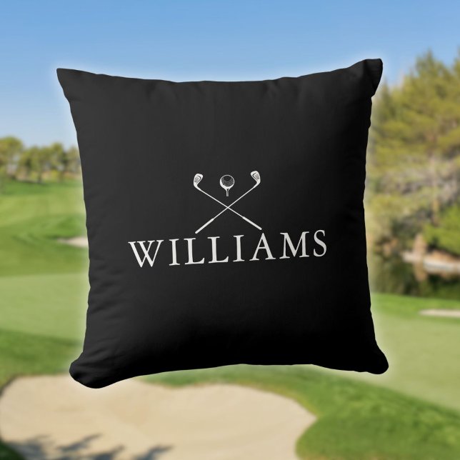 Personalized Name Golf Clubs Black And White Throw Pillow (Personalized Name Golf Clubs Black And White Throw Pillow)