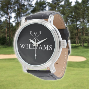Personalized Name Golf Clubs Black And White Watch