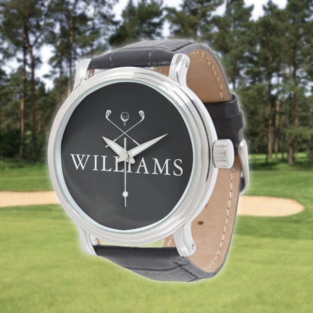 Personalized Name Golf Clubs Black And White Watch (Personalized Name Golf Clubs Black And White Watch)