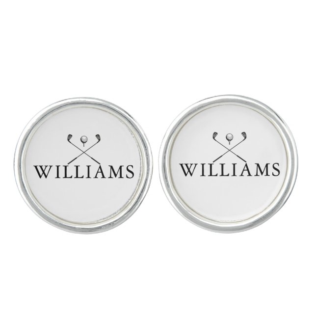 Personalized Name Golf Clubs Cufflinks (Front)