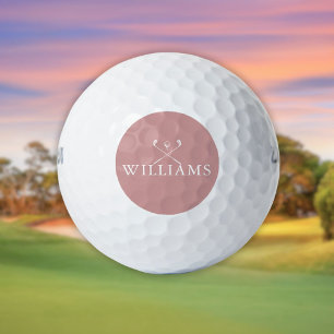 Personalized Name Golf Clubs Dusty Rose Pink Balls