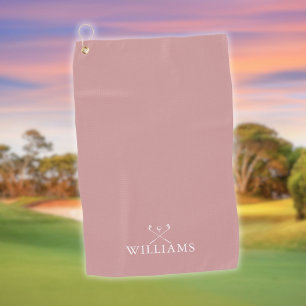 Personalized Name Golf Clubs Dusty Rose Pink Towel