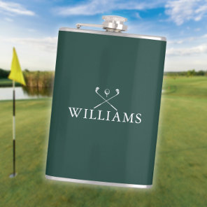 Personalized Name Golf Clubs Emerald Green Flask