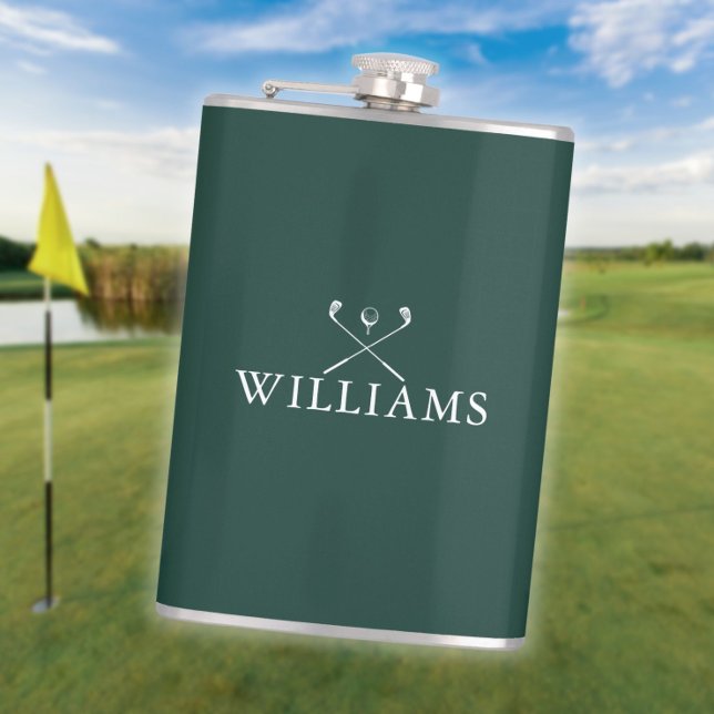 Personalized Name Golf Clubs Emerald Green Flask (Personalized Name Golf Clubs Emerald Green Flask)
