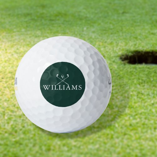 Personalized Name Golf Clubs Emerald Green Golf Balls