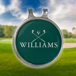 Personalized Name Golf Clubs Emerald Green Golf Hat Clip