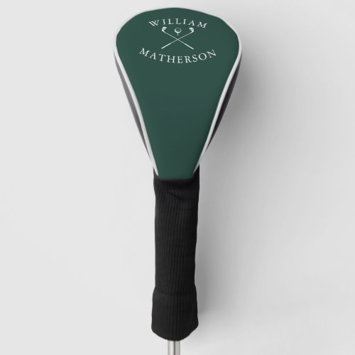Personalized Name Golf Clubs Emerald Green White Golf Head Cover