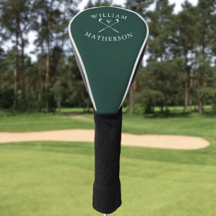 Personalized Name Golf Clubs Emerald Green White Head Cover
