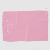 Personalized Name Golf Clubs Feminine Pink Golf Towel (Horizontal)