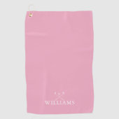 Personalized Name Golf Clubs Feminine Pink Golf Towel (Front)