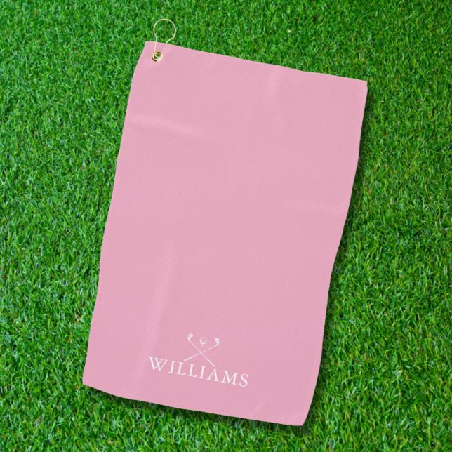 Personalized Name Golf Clubs Feminine Pink Golf Towel