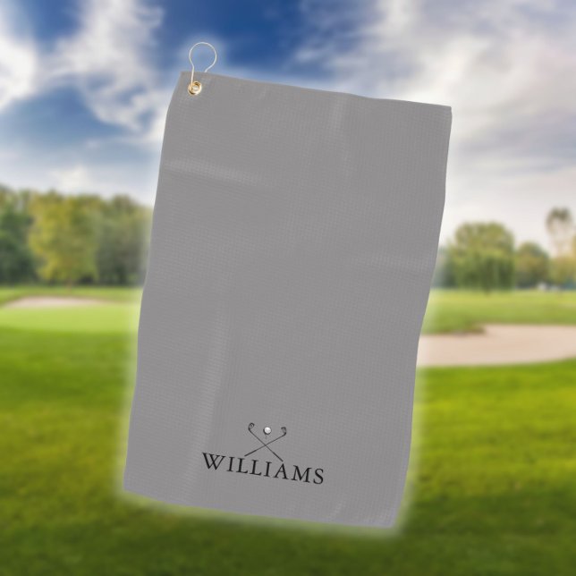 Personalized Name Golf Clubs Golf Gray Towel (Creator Uploaded)