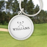 Personalized Name Golf Clubs Keychain<br><div class="desc">Personalize the name in classic typography to create a unique golf gift and keepsake for any golfer. Designed by Thisisnotme©</div>