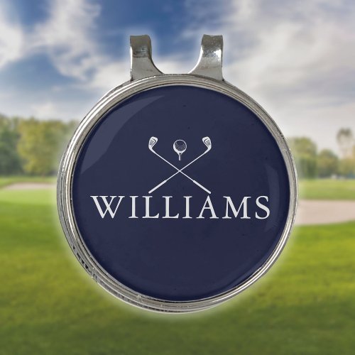 Personalized Name Golf Clubs Navy Blue Golf Hat Clip