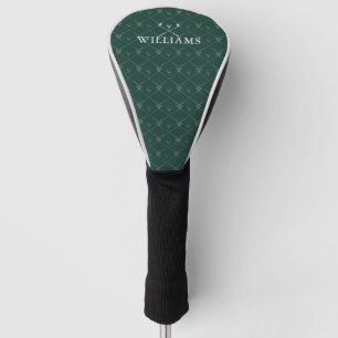 Personalized Name Golf Clubs Pattern Emerald Green Head Cover