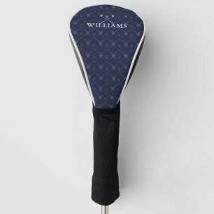 Personalized Name Golf Clubs Pattern Navy Blue Head Cover