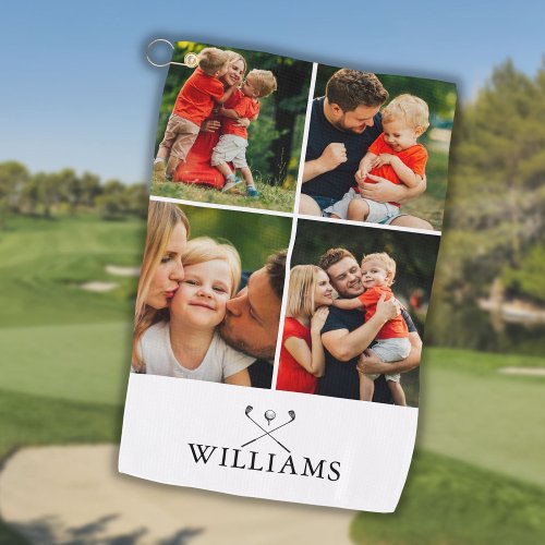 Personalized Name Golf Clubs Photo Collage Golf Towel