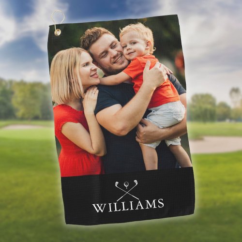 Personalized Name Golf Clubs Photo Golf Towel