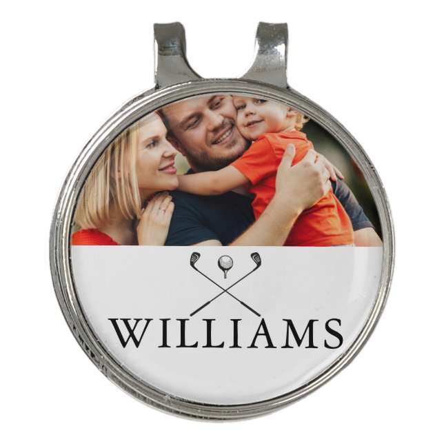 Personalized Name Golf Clubs Photo Hat Clip (Front)