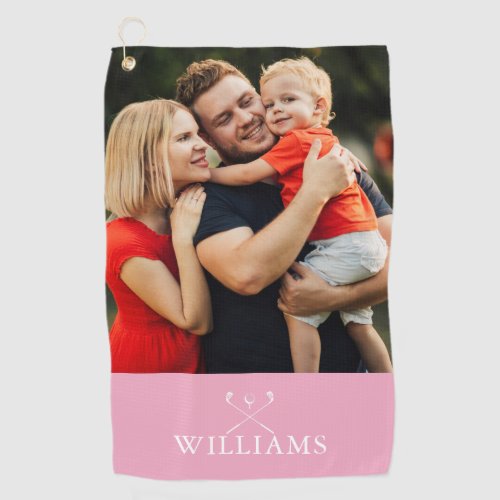 Personalized Name Golf Clubs Photo Pink Golf Towel