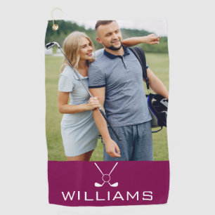 Personalized Name Golf Clubs Photo Towel